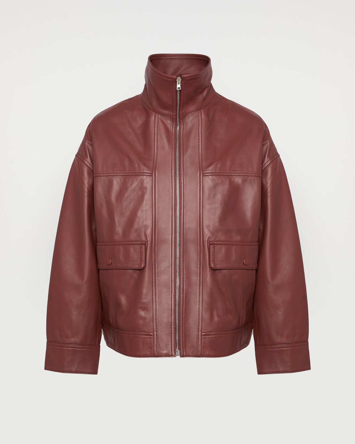 Tamsin | Funnel-Neck Aviator Jacket - Burgundy – photo 5