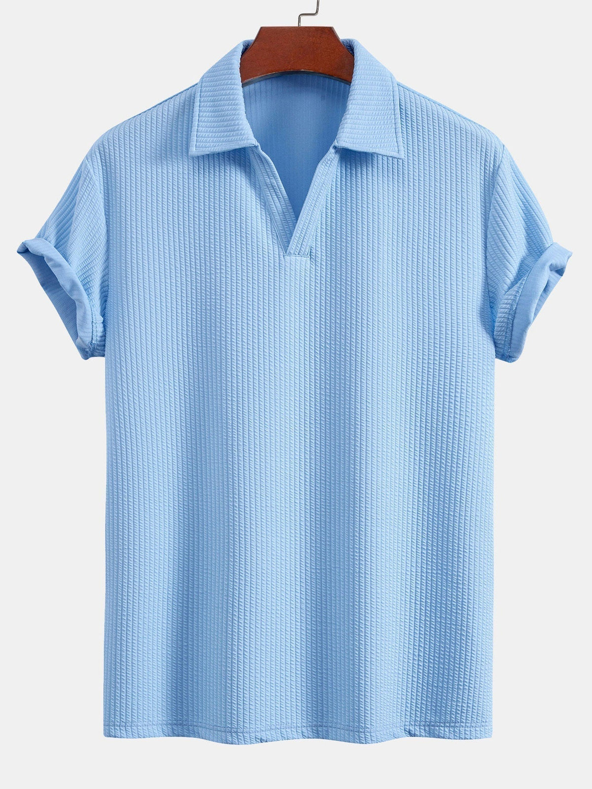 Thorne Men's Textured V-Neck Polo & Shorts Set – photo 6