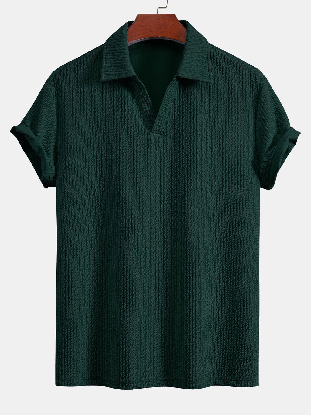 Thorne Men's Textured V-Neck Polo & Shorts Set – photo 8