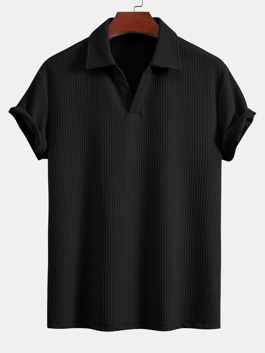 Thorne Men's Textured V-Neck Polo & Shorts Set – photo 10