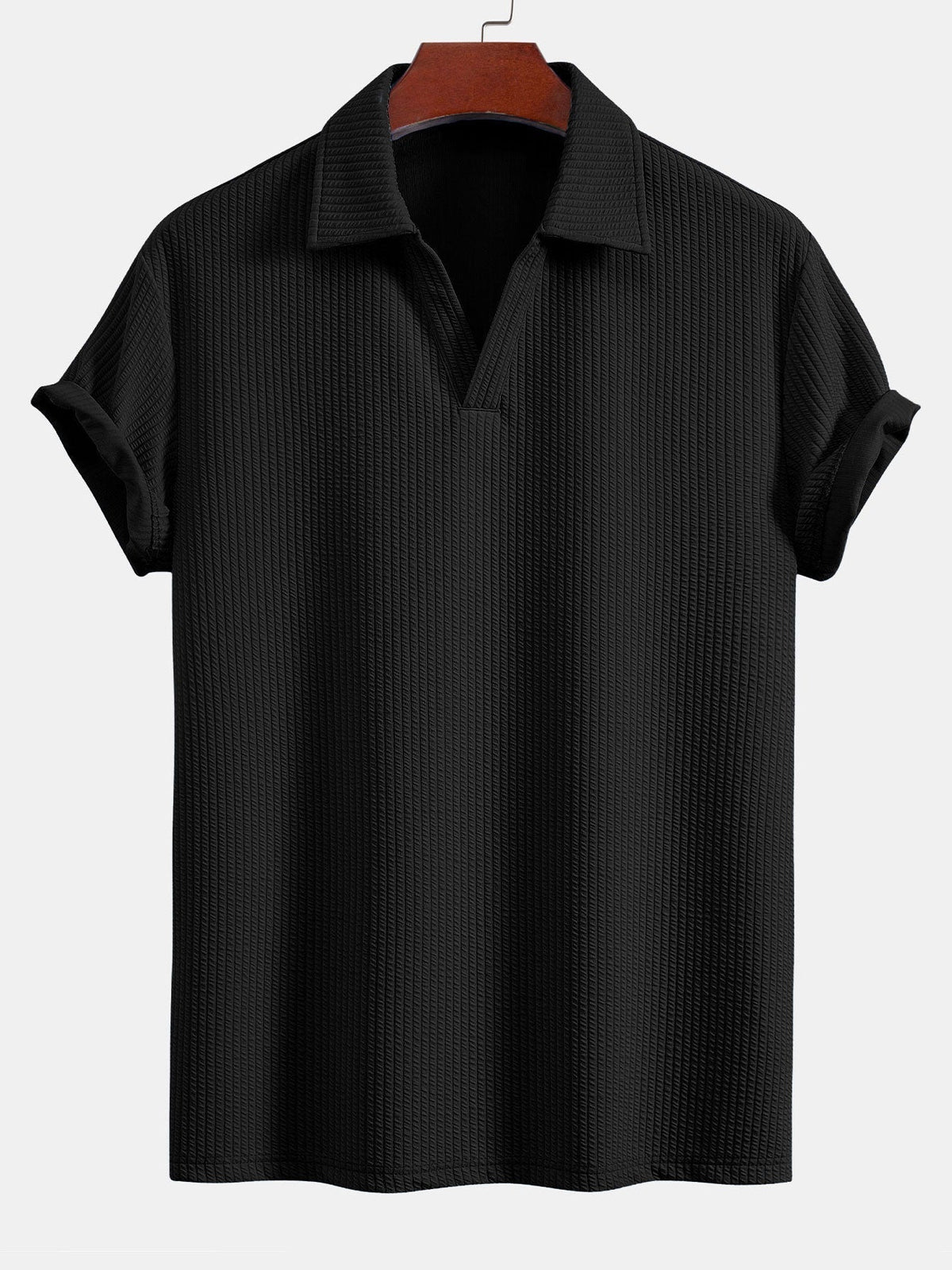 Thorne Men's Textured V-Neck Polo & Shorts Set – photo 10