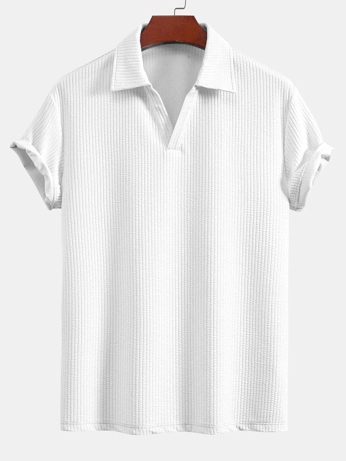 Thorne Men's Textured V-Neck Polo & Shorts Set – photo 12