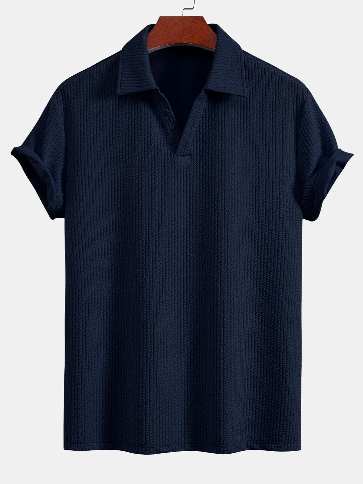 Thorne Men's Textured V-Neck Polo & Shorts Set – photo 14