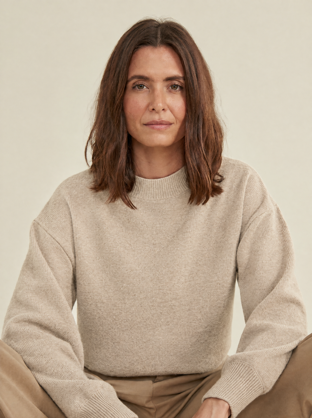 Ursula | Relaxed Crew-Neck Jumper – Sand