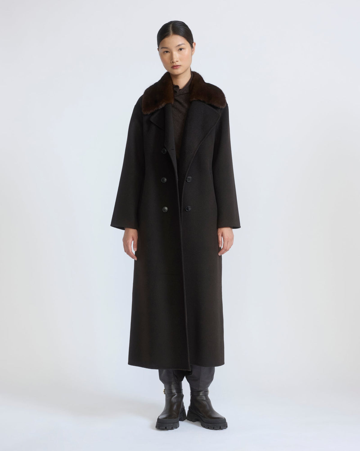 Vivienne | Belted Coat with Detachable Plush Collar - Chestnut – photo 3