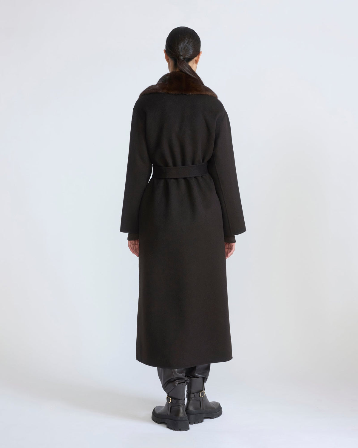Vivienne | Belted Coat with Detachable Plush Collar - Chestnut – photo 4