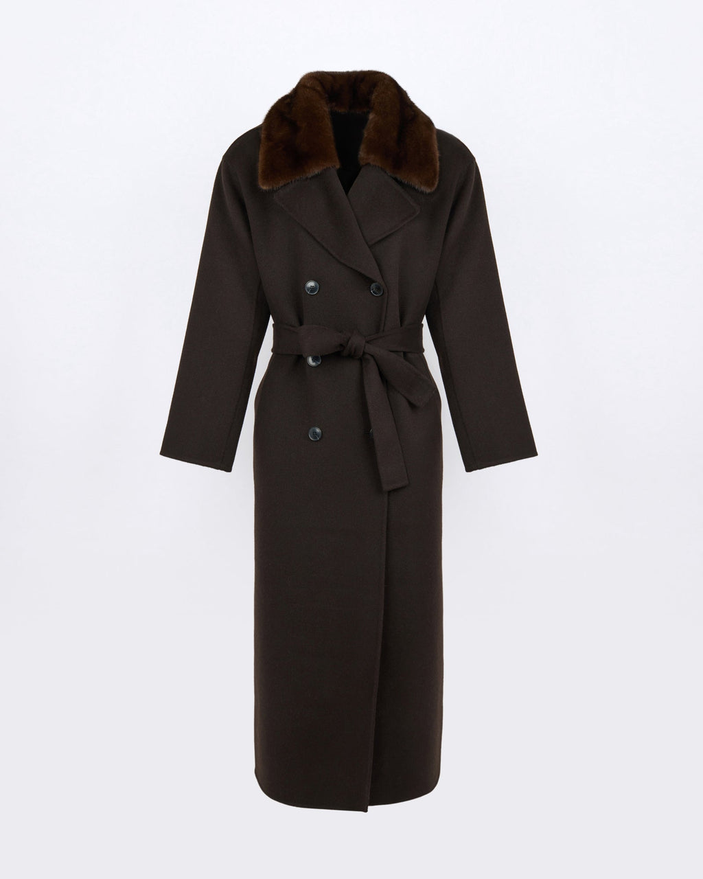 Vivienne | Belted Coat with Detachable Plush Collar - Chestnut – photo 5