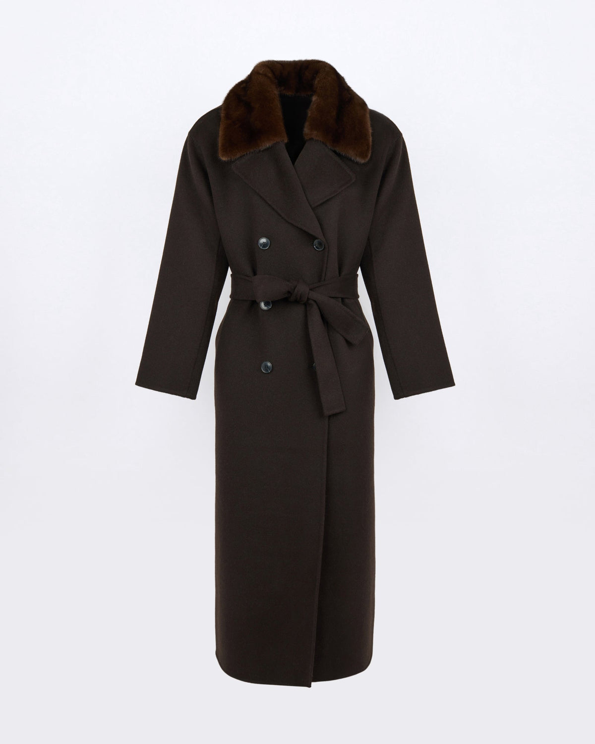 Vivienne | Belted Coat with Detachable Plush Collar - Chestnut – photo 5