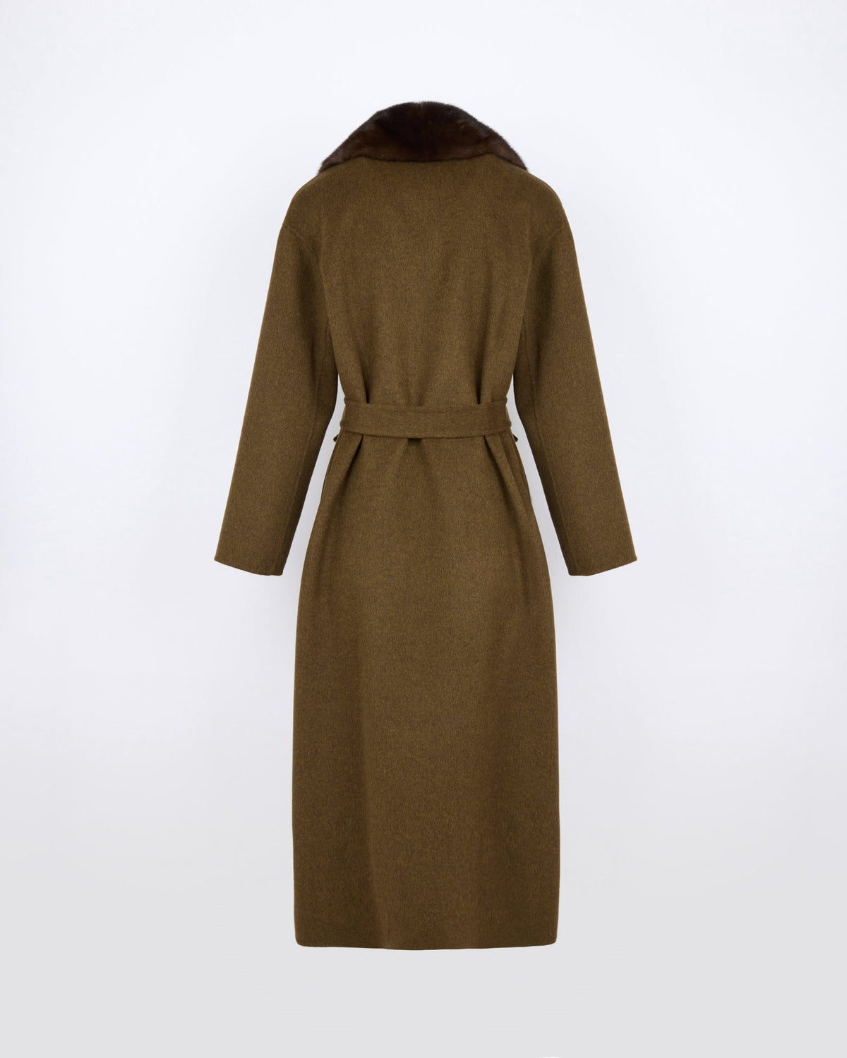 Vivienne | Belted Coat with Detachable Plush Collar - Espresso – photo 7