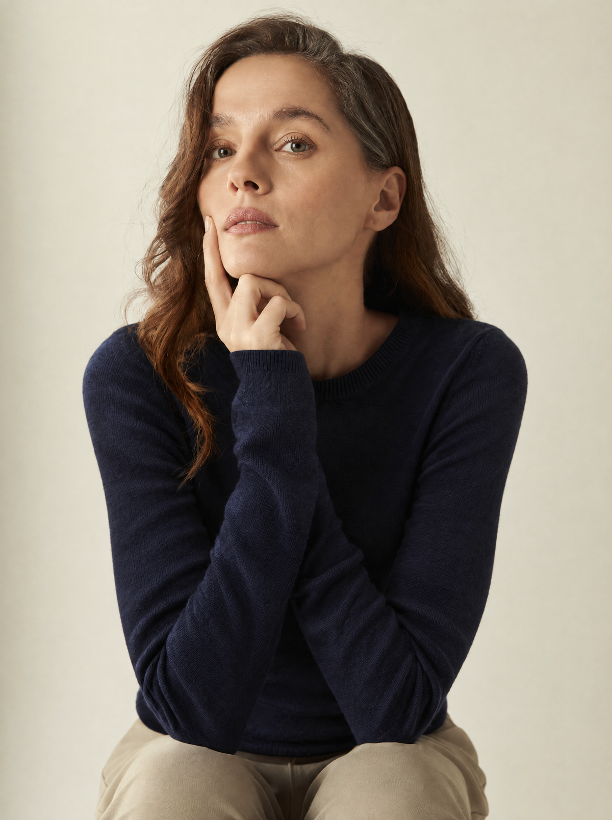 Vivienne | Double-Knit Crew-Neck Jumper – Dark Navy