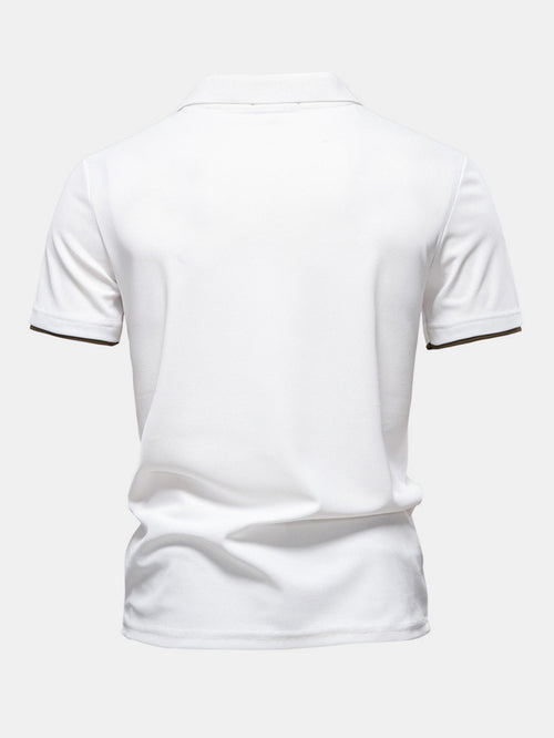 Whitlock Men's Contrast Piqué V-Neck Polo Shirt – photo 2